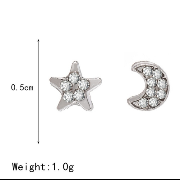 🔵 Star and moon studs - Picture 2 of 2